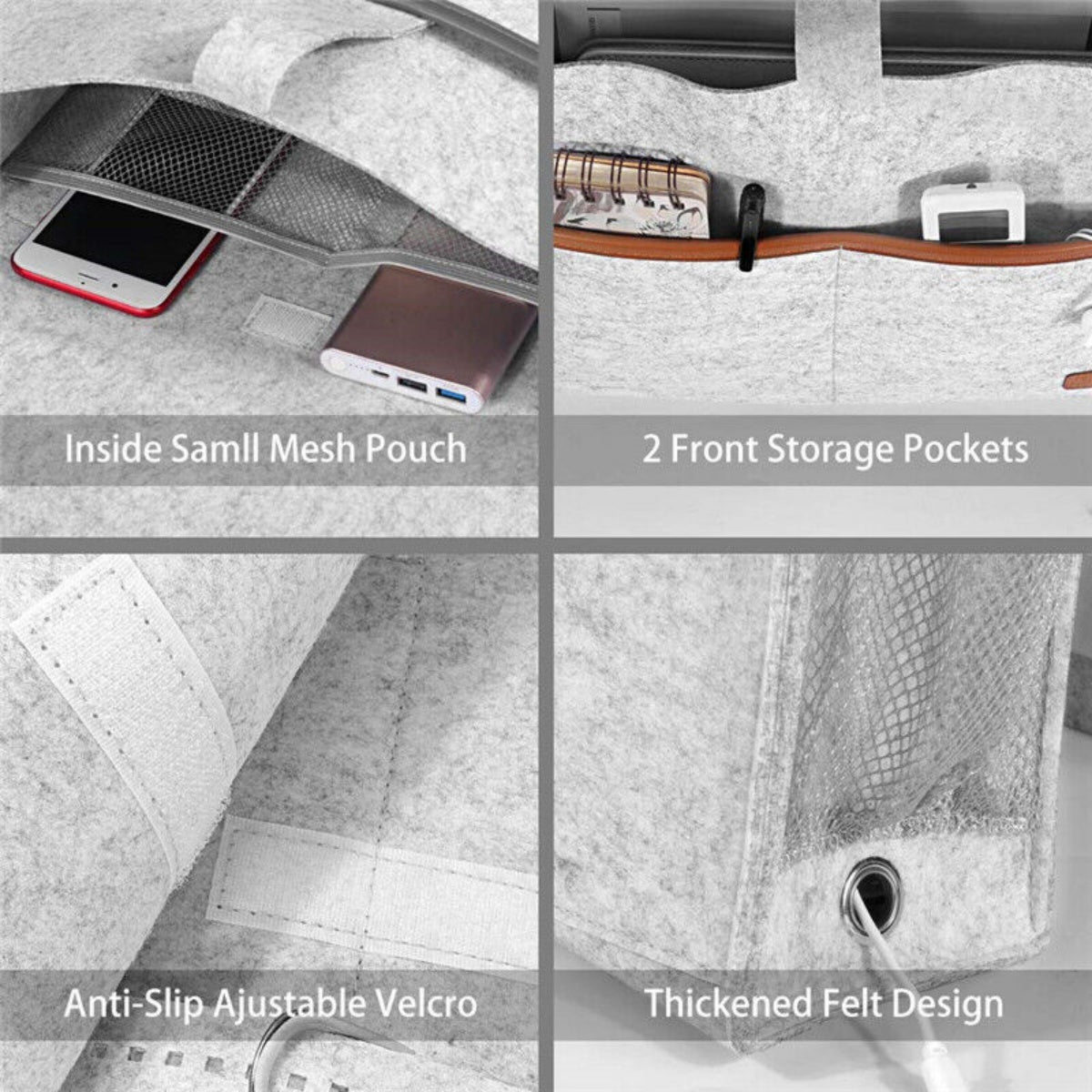 Bedside Felt Storage Caddy with Tissue Holder & Charging Hole – image 8