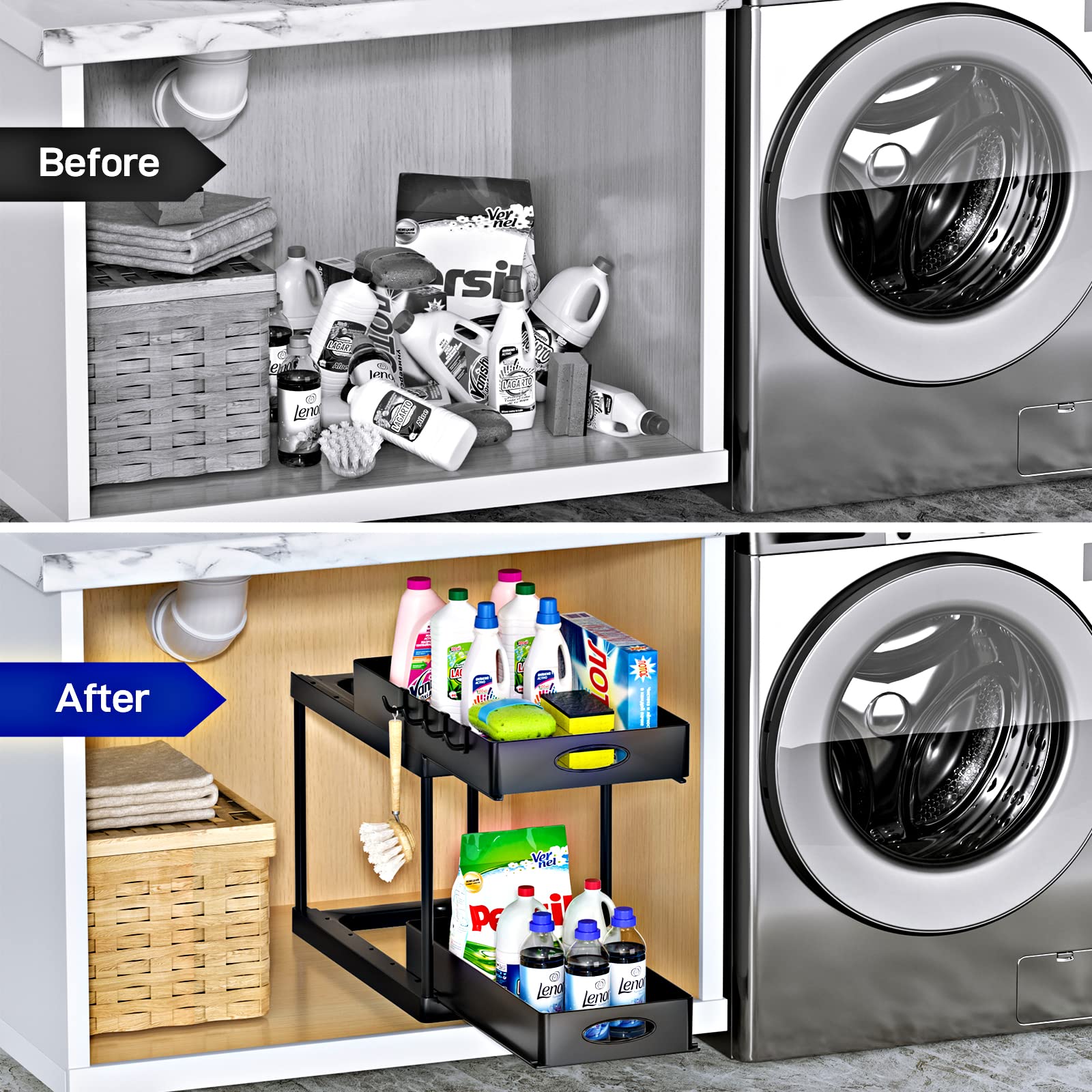 Dual Sliding Cabinet Under Sink Organizer – image 9