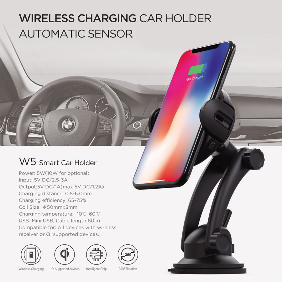 Car Phone Holder with 15W Wireless Charging & Air Vent Mount