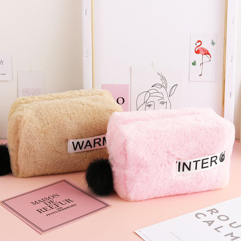 Plush Travel Makeup Bag - Flannel Cosmetic Organizer – image 2