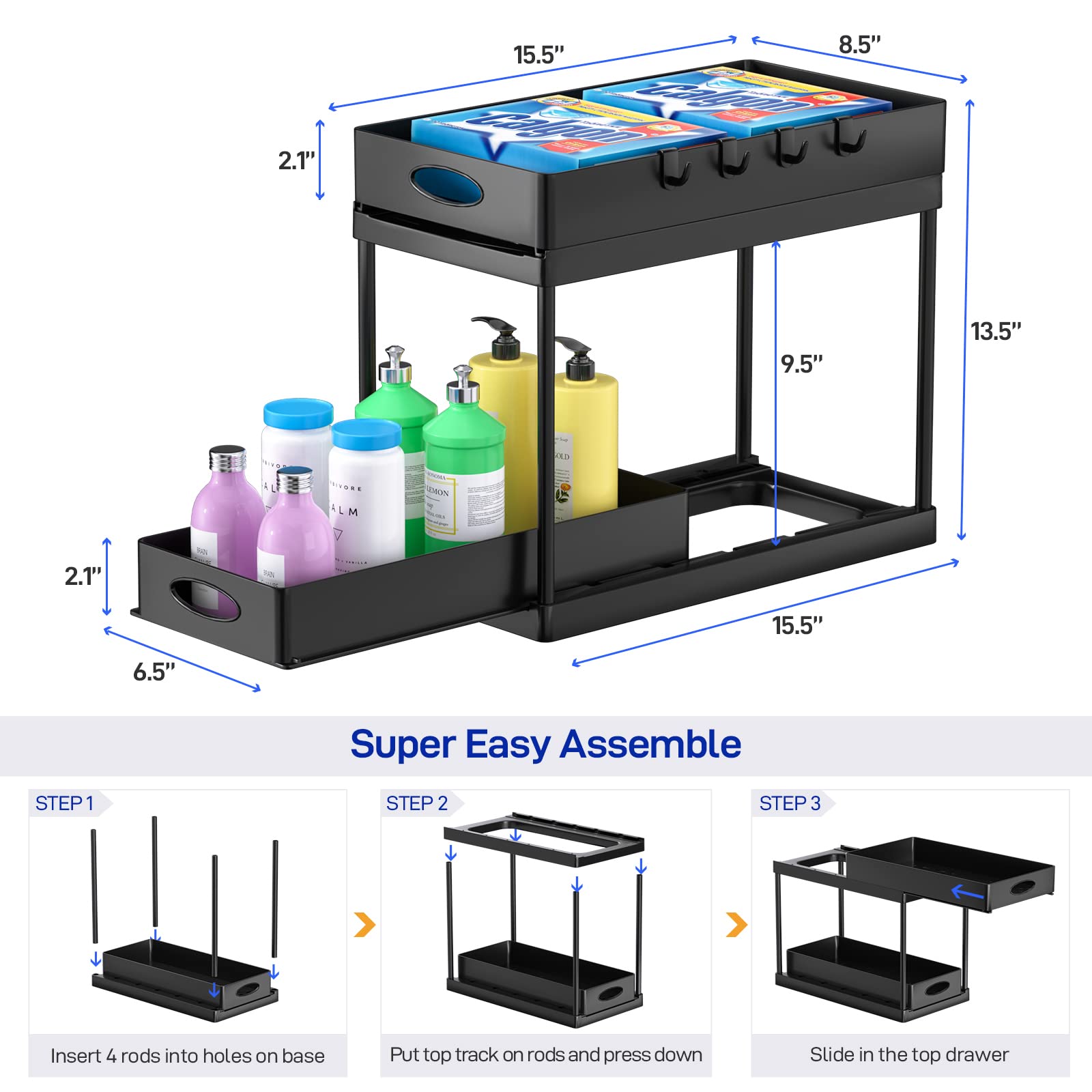 Dual Sliding Cabinet Under Sink Organizer – image 8