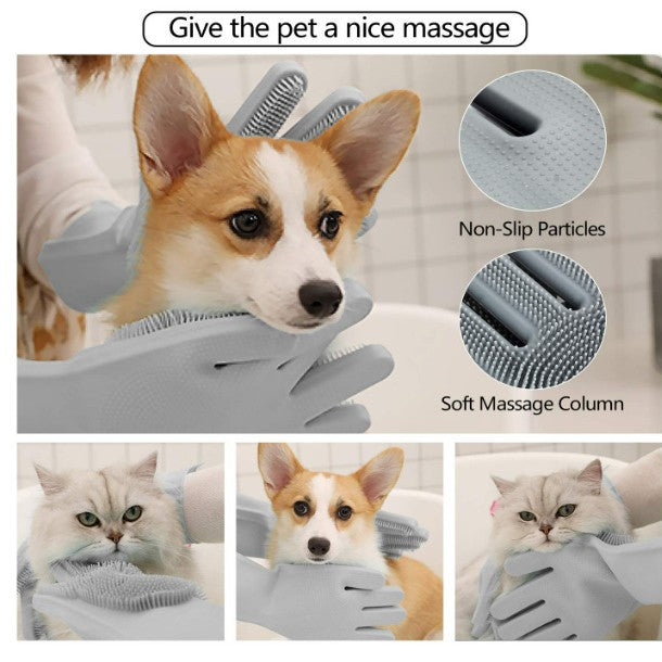 Pet Grooming Silicone Massage Glove - Gray – image 5