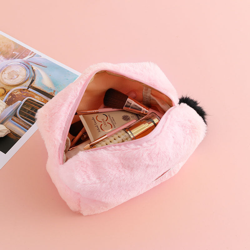 Plush Travel Makeup Bag - Flannel Cosmetic Organizer – image 6