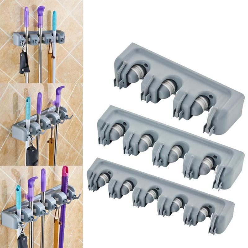 Wall-Mounted Kitchen Tool Storage Rack Mop Holder – image 3