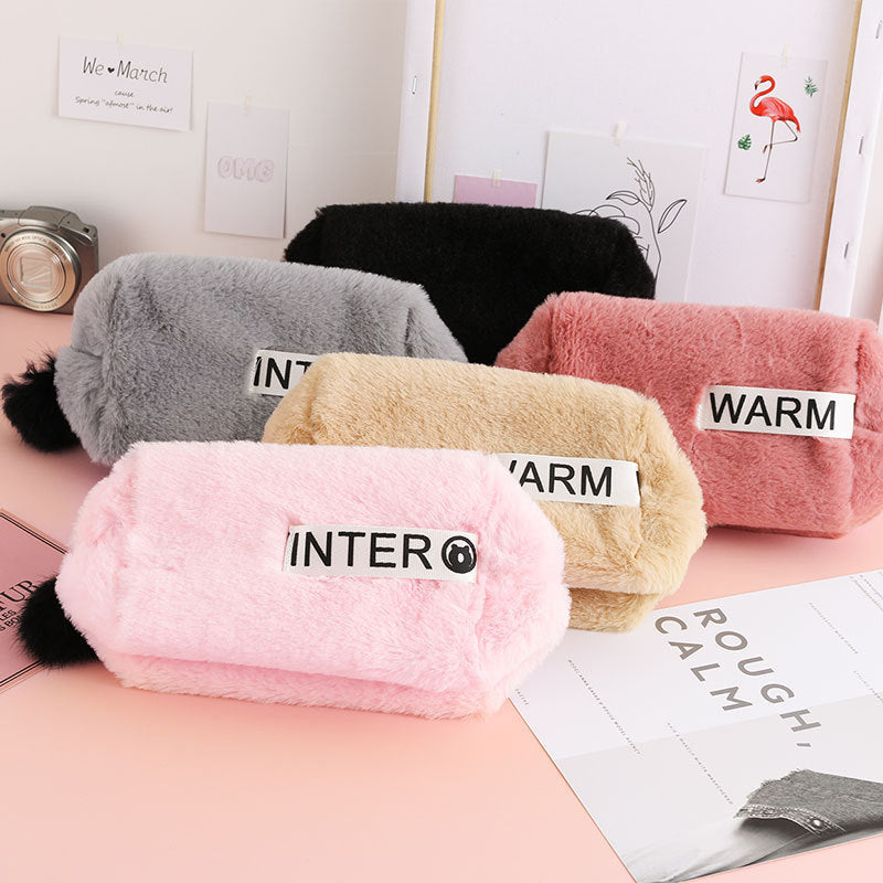 Plush Travel Makeup Bag - Flannel Cosmetic Organizer – image 5