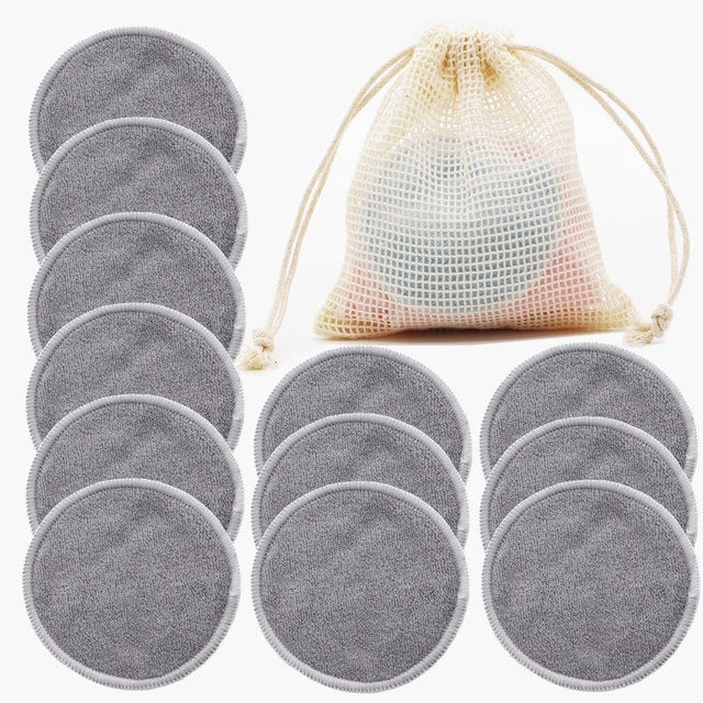 12PC Reusable Cotton Makeup Remover Pads with Storage Bag – image 9