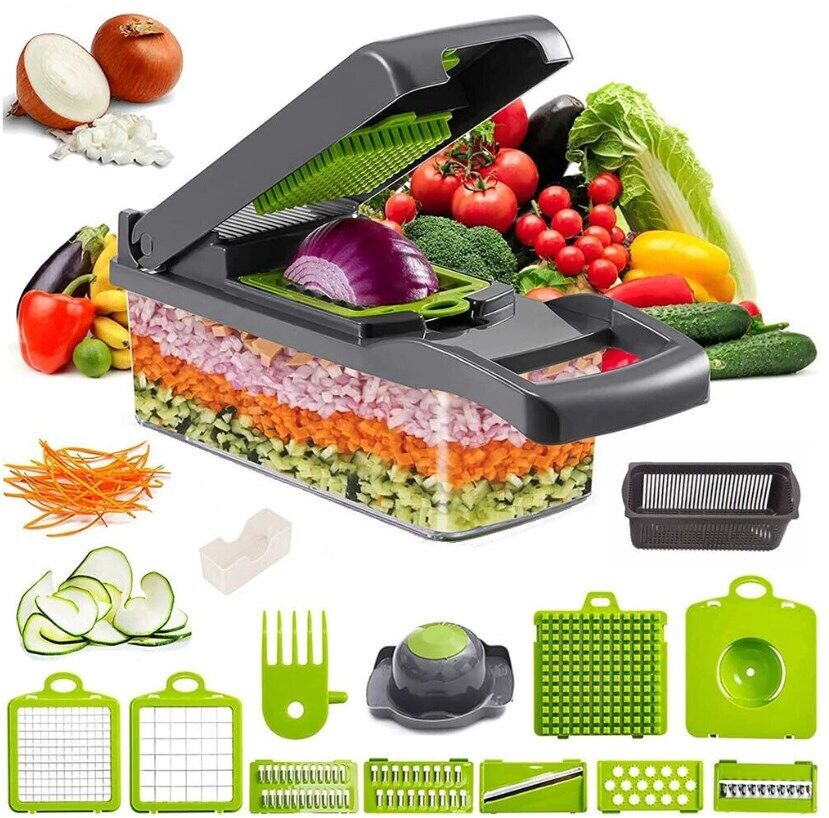 16-in-1 Vegetable Chopper with Multiple Blades & Container – image 1