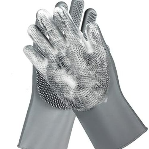 Pet Grooming Silicone Massage Glove - Gray – image 3