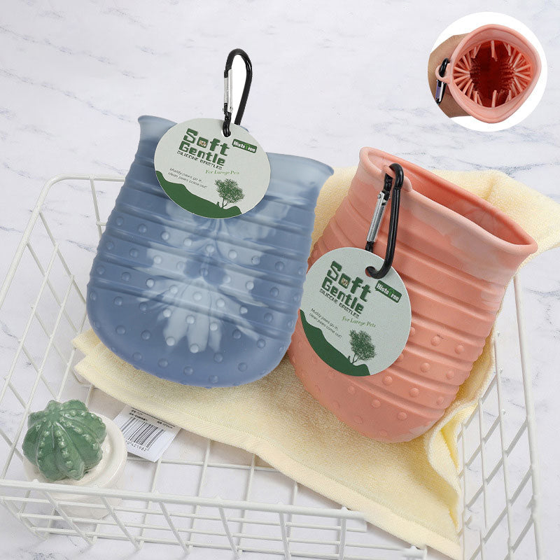 2-in-1 Dog Paw Washer & Grooming Brush - Portable Pet Foot Cleaner