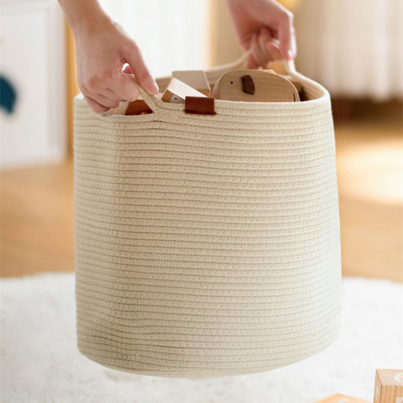 Large Foldable Woven Cotton Laundry Basket – image 3