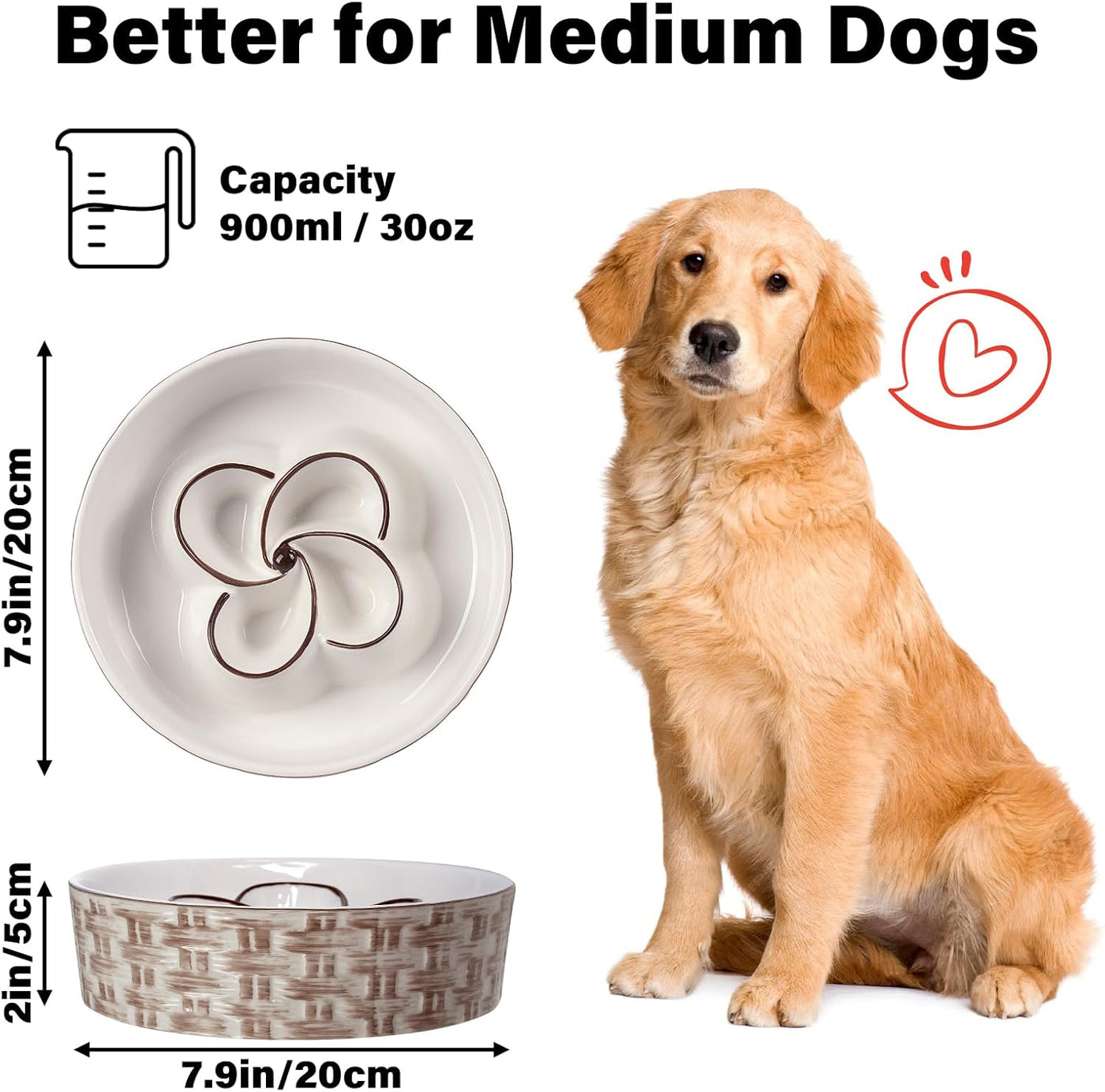Ceramic Slow Feeder Dog Bowl for Medium & Large Dogs – image 2