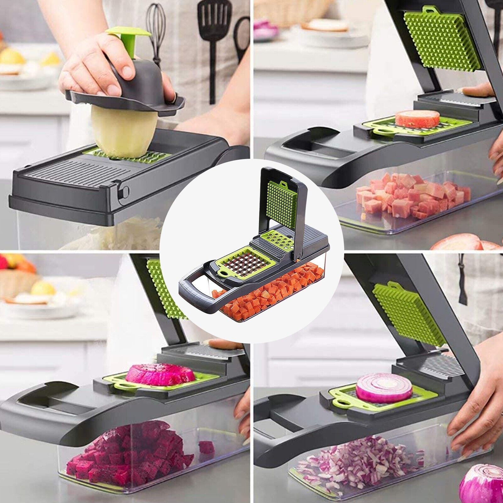 16-in-1 Vegetable Chopper with Multiple Blades & Container – image 2