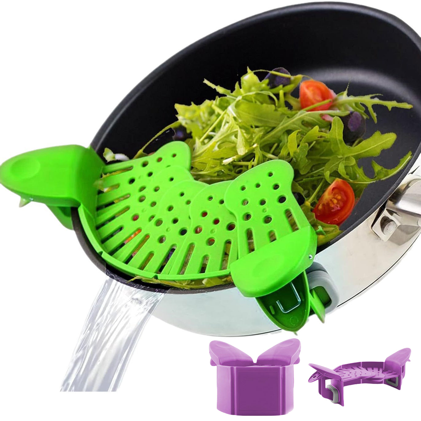 Universal Silicone Clip-on Pot Strainer with Anti-Spill Clips – image 1