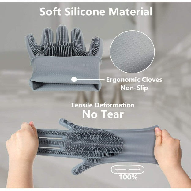 Pet Grooming Silicone Massage Glove - Gray – image 2