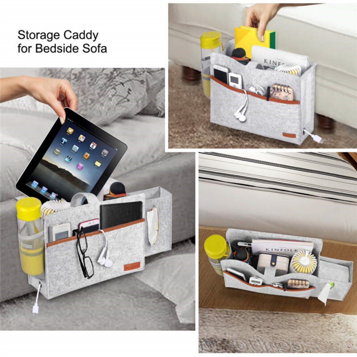 Bedside Felt Storage Caddy with Tissue Holder & Charging Hole – image 10