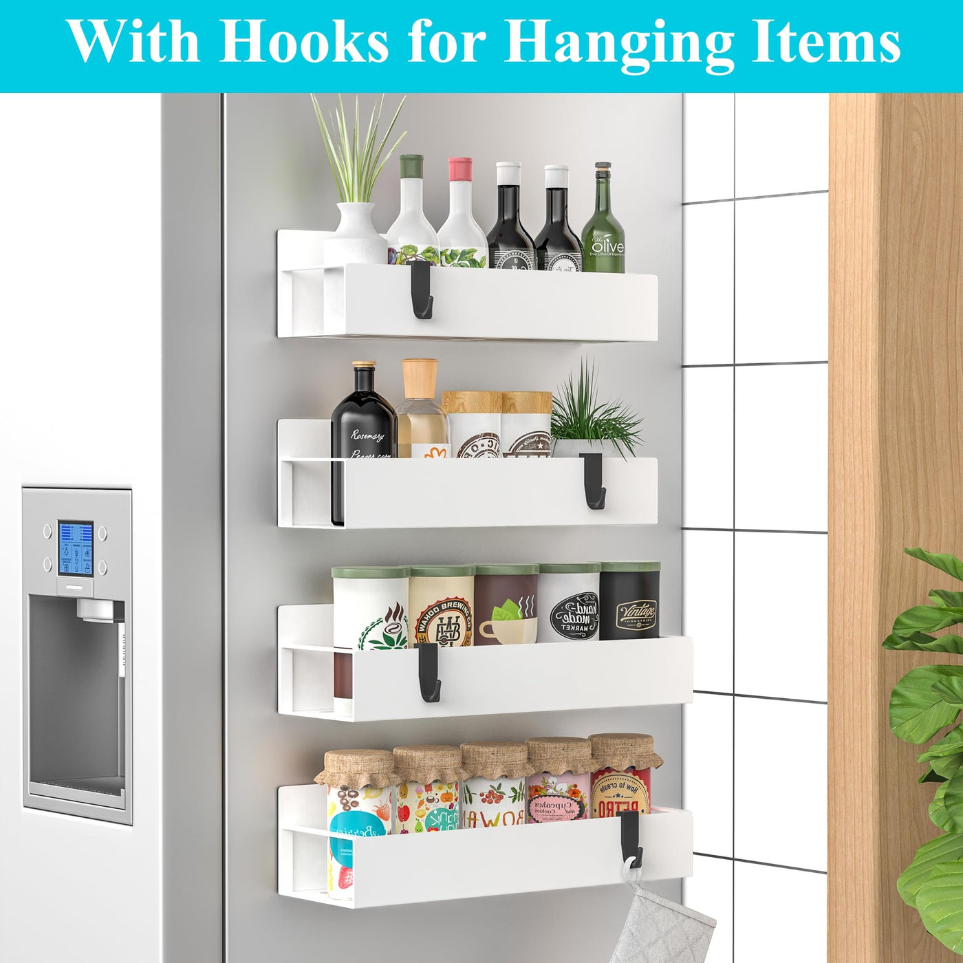 Magnetic No-Punch Refrigerator Side Shelf Rack – image 2