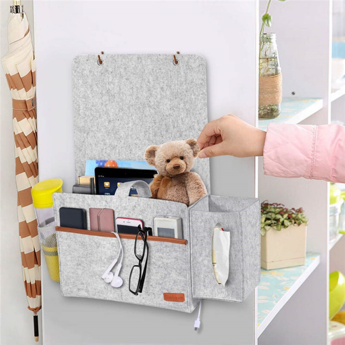 Bedside Felt Storage Caddy with Tissue Holder & Charging Hole – image 5
